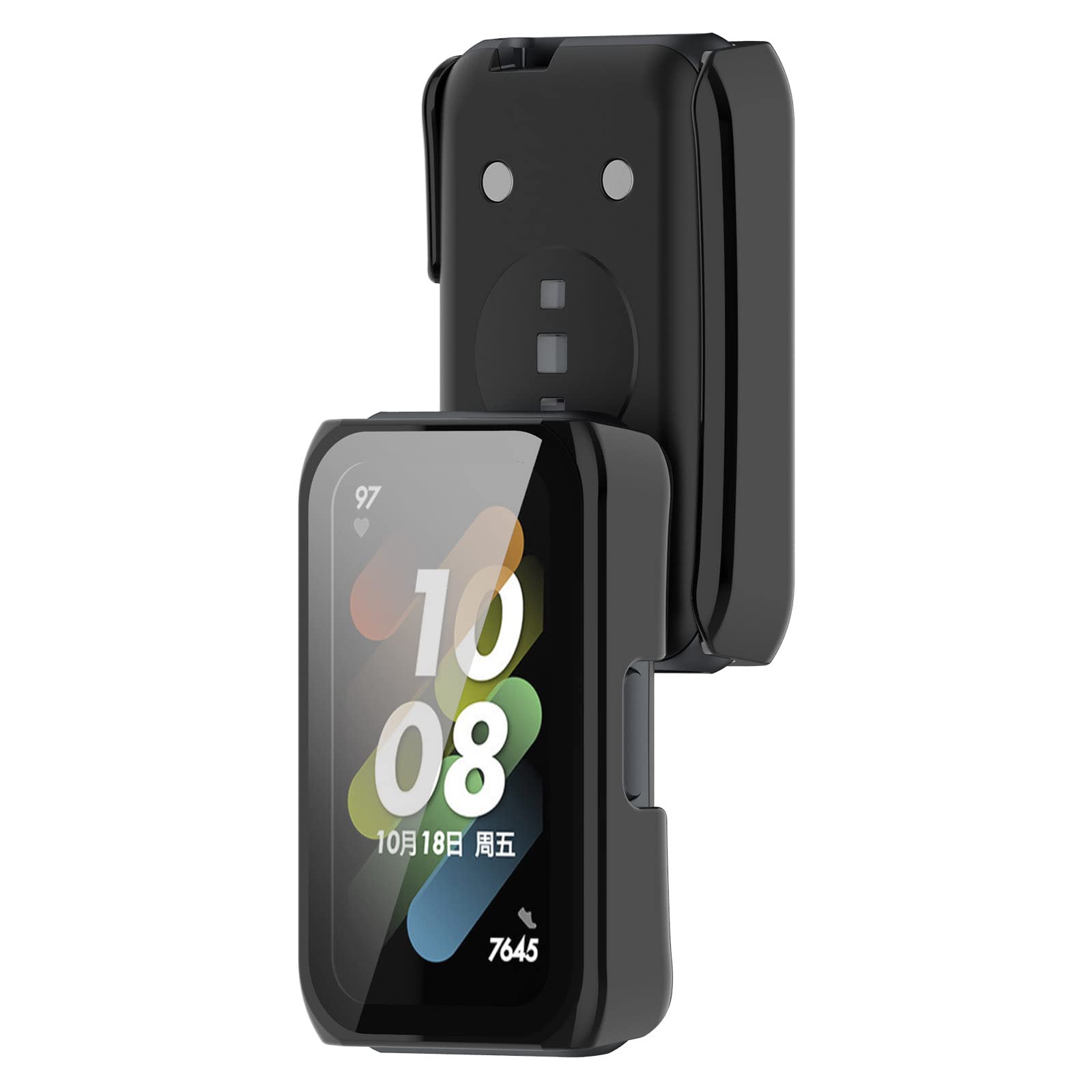 Fitturn Full Cover Case Compatible With Huawei Band 7/6/6Pro/Honor Band 7/6 Smart Watch Case Slim Screen Protector Case Tempered